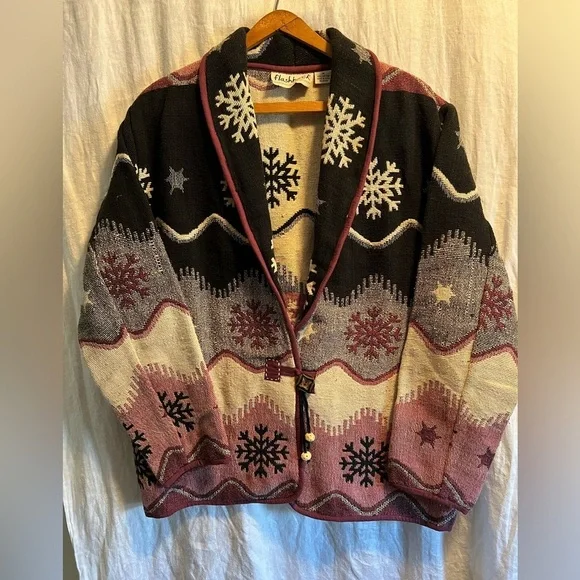 Vintage Flashback Tapestry Blazer Coat with snowflakes. Size M. Like new. - Picture 1 of 9